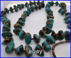Vintage Native American Turquoise Bead Silver Necklace
