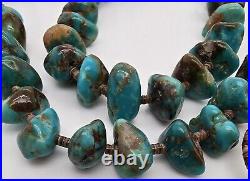 Vintage Native American Turquoise Bead Silver Necklace