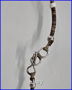 Vintage Native American Turquoise Bead Silver Necklace