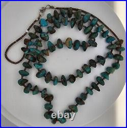 Vintage Native American Turquoise Bead Silver Necklace