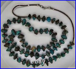 Vintage Native American Turquoise Bead Silver Necklace