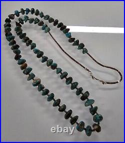 Vintage Native American Turquoise Bead Silver Necklace