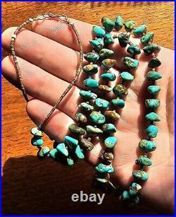 Vintage Native American Turquoise Bead Silver Necklace