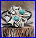 Vintage Native American Turquoise Bee Fly Sterling Silver Cuff Bracelet