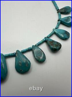Vintage Native American Turquoise Bib Necklace 15-17