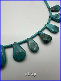 Vintage Native American Turquoise Bib Necklace 15-17