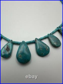 Vintage Native American Turquoise Bib Necklace 15-17