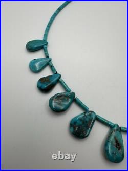 Vintage Native American Turquoise Bib Necklace 15-17