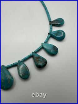 Vintage Native American Turquoise Bib Necklace 15-17