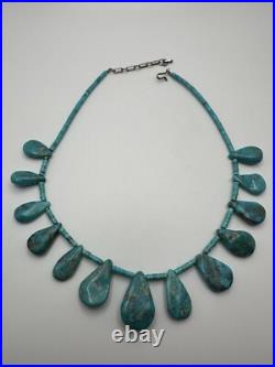 Vintage Native American Turquoise Bib Necklace 15-17
