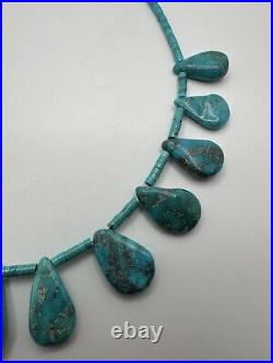 Vintage Native American Turquoise Bib Necklace 15-17