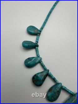 Vintage Native American Turquoise Bib Necklace 15-17