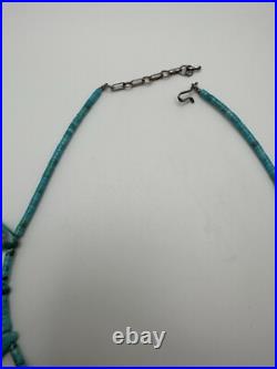 Vintage Native American Turquoise Bib Necklace 15-17