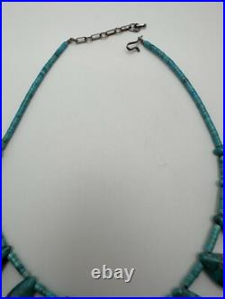 Vintage Native American Turquoise Bib Necklace 15-17