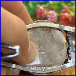 Vintage Native American Turquoise Bracelet Sterling Silver Navajo Signed H. T