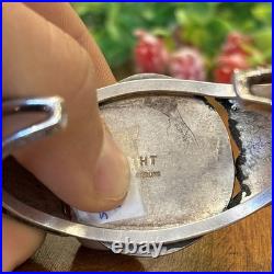 Vintage Native American Turquoise Bracelet Sterling Silver Navajo Signed H. T