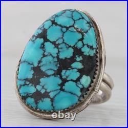 Vintage Native American Turquoise Cabochon Ring Sterling Silver Size 12