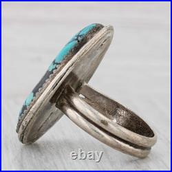 Vintage Native American Turquoise Cabochon Ring Sterling Silver Size 12