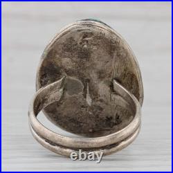 Vintage Native American Turquoise Cabochon Ring Sterling Silver Size 12