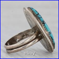 Vintage Native American Turquoise Cabochon Ring Sterling Silver Size 12