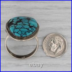 Vintage Native American Turquoise Cabochon Ring Sterling Silver Size 12