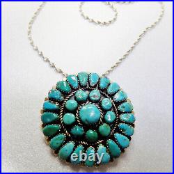 Vintage Native American Turquoise Cluster Pendant 21 Grams 2 Inches Across