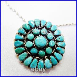 Vintage Native American Turquoise Cluster Pendant 21 Grams 2 Inches Across