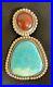 Vintage Native American Turquoise & Coral Sterling Silver Necklace 31.2 Grams