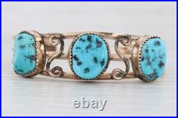 Vintage Native American Turquoise Cuff Bracelet Gold Filled 6.25 Statement