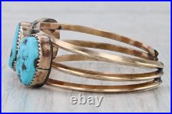 Vintage Native American Turquoise Cuff Bracelet Gold Filled 6.25 Statement