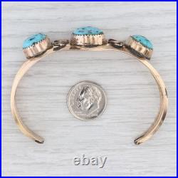 Vintage Native American Turquoise Cuff Bracelet Gold Filled 6.25 Statement