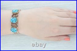 Vintage Native American Turquoise Cuff Bracelet Gold Filled 6.25 Statement