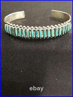 Vintage Native American Turquoise Cuff Bracelet, Signed E. Lalio (0073)