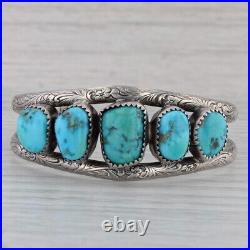 Vintage Native American Turquoise Cuff Bracelet Sterling Silver 6.5