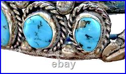 Vintage Native American Turquoise Cuff Silver Bracelet 49g