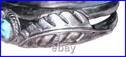 Vintage Native American Turquoise Cuff Silver Bracelet 49g