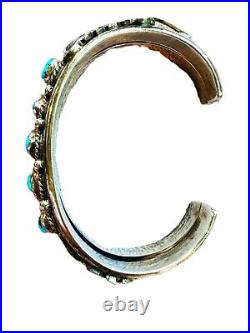 Vintage Native American Turquoise Cuff Silver Bracelet 49g