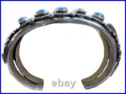 Vintage Native American Turquoise Cuff Silver Bracelet 49g