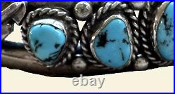 Vintage Native American Turquoise Cuff Silver Bracelet 49g