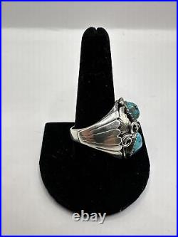 Vintage Native American Turquoise Heavy Men's Ring Sterling 24gr Size 11.75