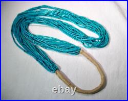 Vintage Native American Turquoise Heishi 15 Strand Handmade Rope Necklace K1261