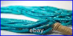 Vintage Native American Turquoise Heishi 15 Strand Handmade Rope Necklace K1261
