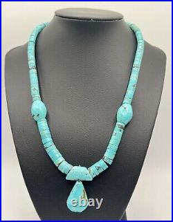 Vintage Native American Turquoise Heishi Pendant Necklace