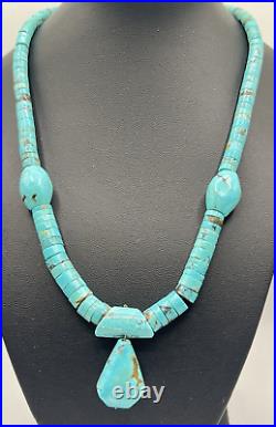 Vintage Native American Turquoise Heishi Pendant Necklace
