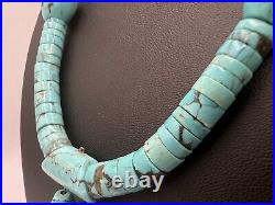 Vintage Native American Turquoise Heishi Pendant Necklace