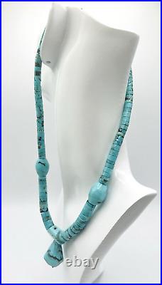 Vintage Native American Turquoise Heishi Pendant Necklace
