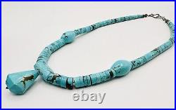 Vintage Native American Turquoise Heishi Pendant Necklace