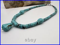 Vintage Native American Turquoise Heishi Pendant Necklace