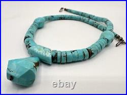 Vintage Native American Turquoise Heishi Pendant Necklace