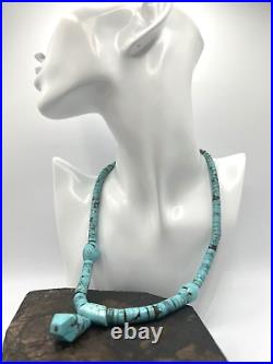 Vintage Native American Turquoise Heishi Pendant Necklace
